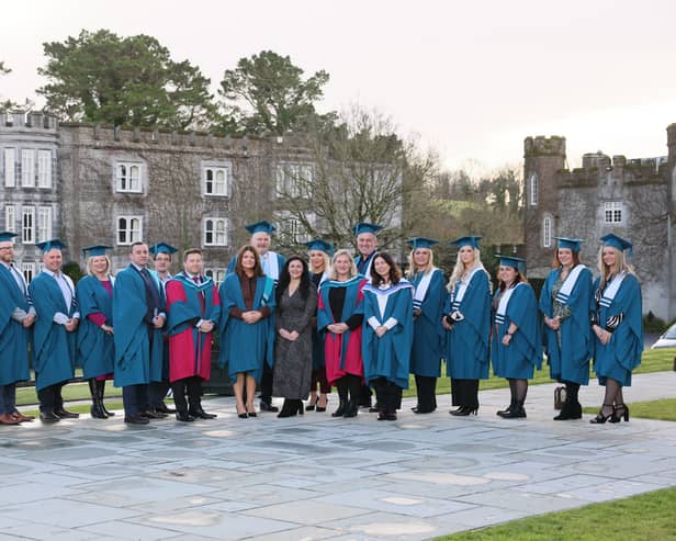 Graduates of Shannon Chamber Skillnet's Diploma pictured at their conferring ceremony with representatives from TUD, Shannon Chamber, Career Decisions and Skillnet Ireland/ Photo by Eamon Ward