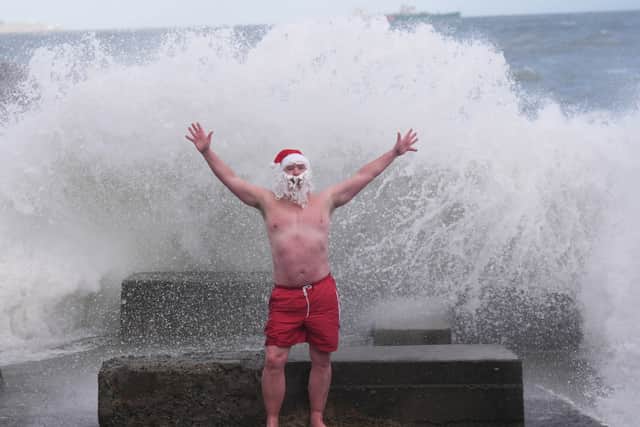 Dressed as Santa, he joked: “I just needed to do one more swim before I headed back to Lapland.