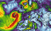 The GFS weather model for wind gusts over Ireland on Thursday, October 30