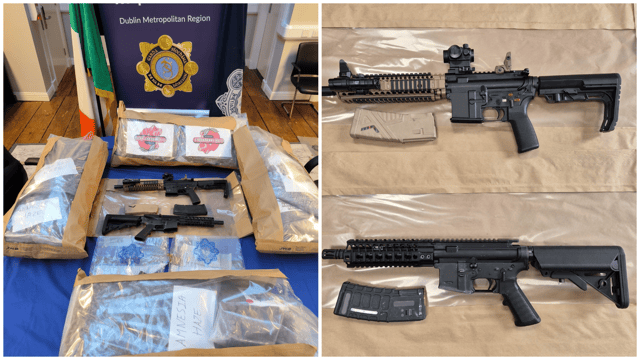 Gardai say there is no reason for members of the public to fear for their safety following the seizure of two assault rifles and a large quantity of ammunition at a private home in North County Dublin
