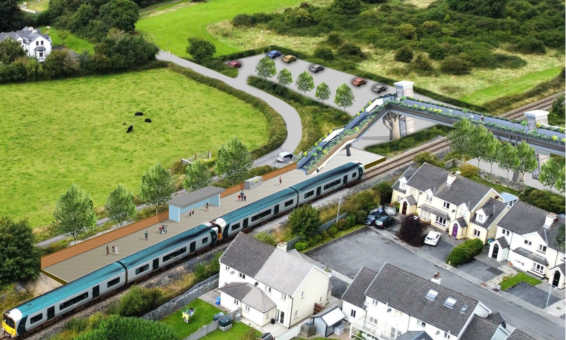 Photomontage of Crusheen Rail Station
