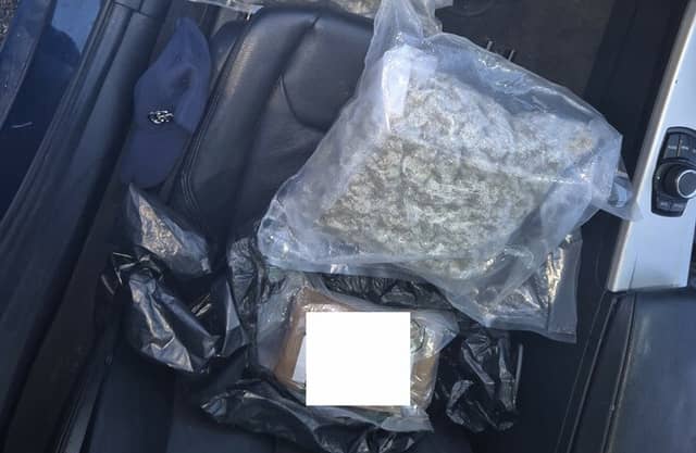 An image released by the Garda Press Office show the drugs located on what appears to be the passenger seat of the vehicle after it was intercepted.