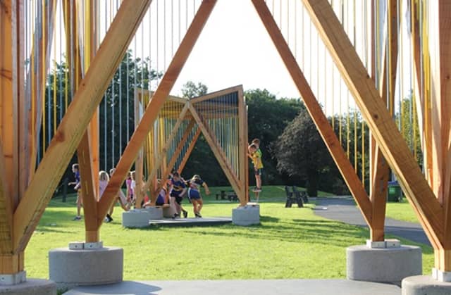 The structures are designed to animate public space and accommodate a variety of creative uses and outdoor performances