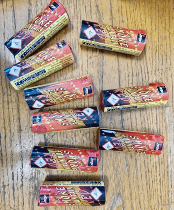 Limerick gardai shared a photo of the seized smoke bombs on their social media pages