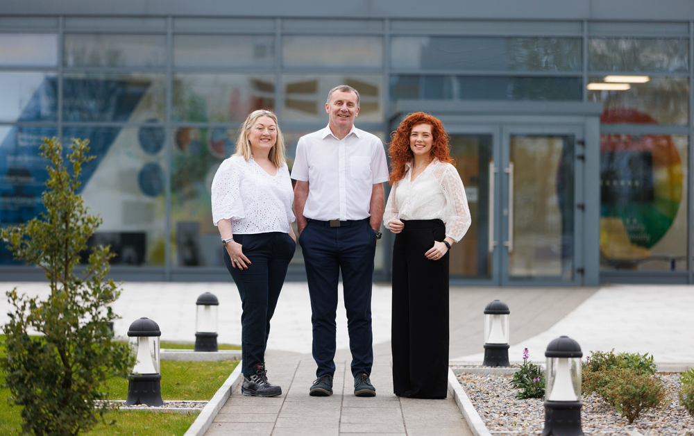 Pictured: Gerry Cahill, global operations director for OLED; Marlo Kearney, operations director, PPG (left); and Jennifer Stratton, Mid-West Lean Network chair. Photograph by Eamon  Ward
