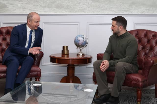 Taoiseach Micheál Martin met with President Volodymyr Zelenskyy at Shannon Airport on Thursday afternoon | PICTURE: GIS