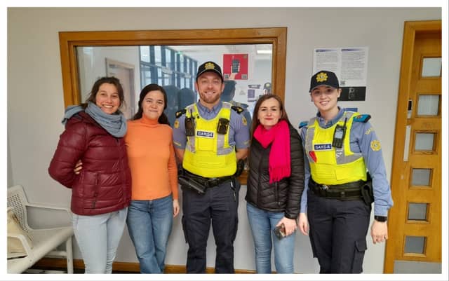 Romina (second from the left) with Gardaí at Store Street Garda Station