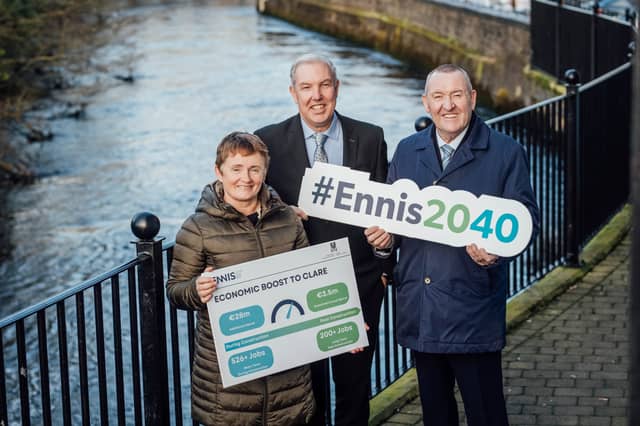 Carmel Kirby, Clare County Council; Kevin Corrigan, Ennis 2040 DAC and Pat Dowling, CE of Clare County Council |FILE PHOTO / Brian Arthur