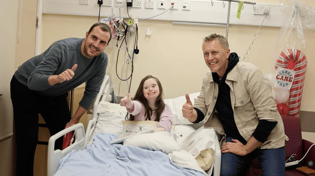 Republic of Ireland Head Coach Heimir Hallgrímsson and Assistant Head Coach John O'Shea at Crumlin Hospital