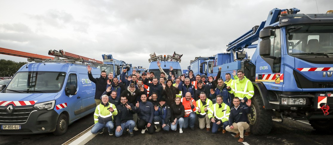 Enedis crews have arrived from Cherbourg and will help assist ESB Networks teams with power restoration in the aftermath of Storm Darragh. Picture: Iain White.