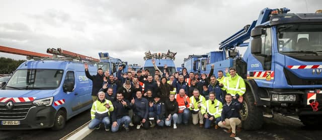 Enedis crews have arrived from Cherbourg and will help assist ESB Networks teams with power restoration in the aftermath of Storm Darragh. Picture: Iain White.