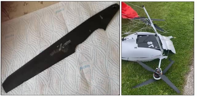 After the on-board engine stopped working, safety procedures were initiated and the drone landed close to a footpath in a residential area with assistance of an emergency parachute which was deployed