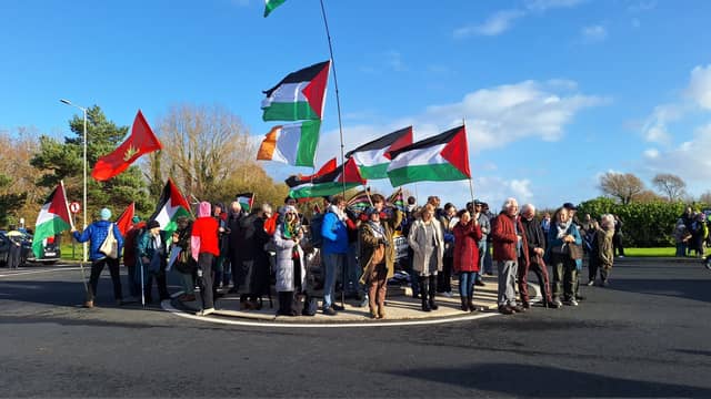 A protest held by activist group Shannonwatch on Sunday November 12 at Shannon Airport | PICTURE: Shannonwatch (via X)