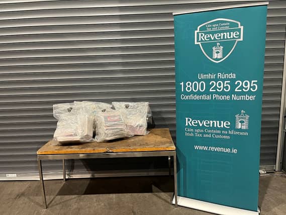 Cocaine worth around €2.8 million was seized at Dublin Port on Sunday | PICTURE: Revenue