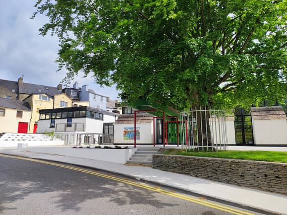 Upgraded front entrance to Ennistymon Library completed in 2024| PICTURE: Clare County Council
