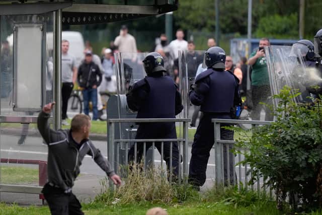 The former Crown Paints factory witnessed violent disorder on Monday when Irish police came under sustained attack.