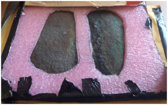 Two Early Bronze Age axeheads, dating from around 2150-2000 BC, which were sent anonymously to the National Museum of Ireland at the end of June.