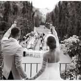 The happy couple toast their guests: Pic: Osemarc2