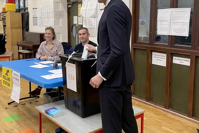 Referencing former British premier Boris Johnson being turned away from a polling station in May because he did not have photo ID, Mr Harris added: “And I brought my ID just so we don’t have a Boris moment.”