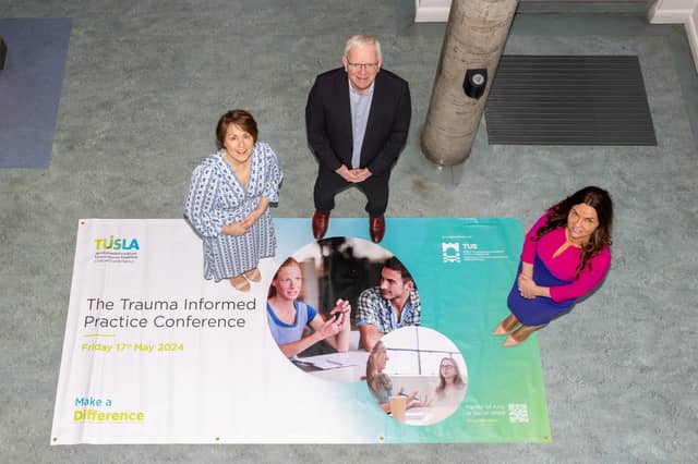 Dr Maura Clancy, Dean, Faculty of Applied Sciences and Technology TUS Midwest, Professor Vincent Cunnane, President TUS and Kate Duggan, Tusla CEO|PICTURE: Kieran Ryan-Benson
