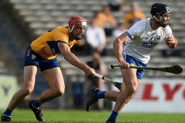 Mark Fitzgerald of Waterford in action against Peter Duggan of Clare during the Munster SHC at FBD Semple Stadium in Thurles, Tipperary, May 2023 | PICTURE: John Sheridan/Sportsfile
