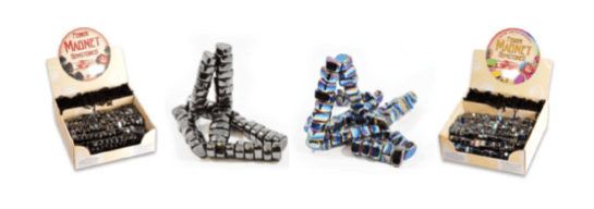 The affected products are the Power Magnet Gemstones Pack, Hematite Magnetic Gemstones, Iridescent Hematite Magnetic Gemstones, and the Iridescent Power Magnet Gemstones Pack. 