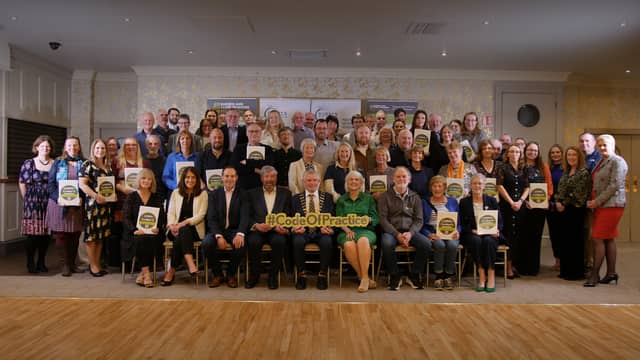 Burren Ecotourism Network members at The Falls Hotel, Ennistymon, with Elected Members and representatives of the Burren and Cliffs of Moher UNESCO Global Geopark&Clare County Council|Photo Neil Hynes