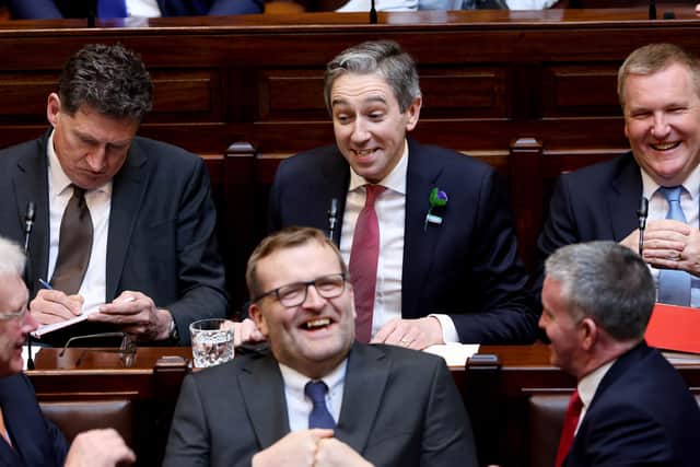 A few seats over on the opposition benches, People Before Profit TD Richard Boyd Barrett described the proceedings as a “jamboree”, which led to a scolding from the Ceann Comhairle Sean O Fearghail.