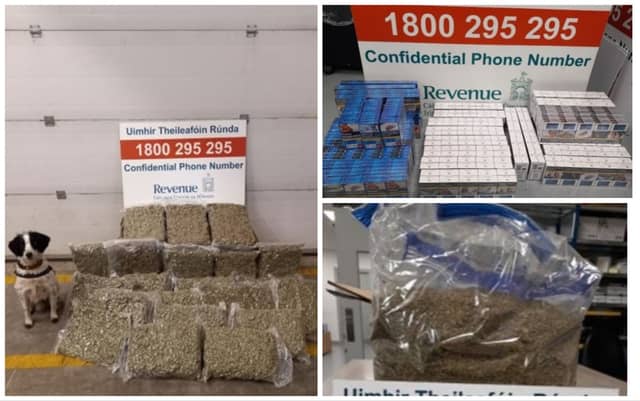 Whilst examining parcels at several locations in Dublin, Revenue officers seized over 45.4kgs of herbal cannabis and 14,000 illicit cigarettes with a combined estimated value of over €920,000.