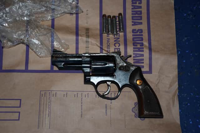 Two firearms were recovered by gardaí in Ballyfermot following a search of a local park last Saturday while on Tuesday cannabis with an estimated value of €80,000 was seized when members of the Dublin Crime Response Team conducted a planned search of a residential property in Fortunestown, Dublin 24. One man, in his 40s, was subsequently arrested and charged.