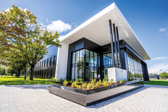 The development, located at the main entrance of the Business Park consists of an NZEB A-Rated and LEED Silver 40,000 sq ft manufacturing facility with a 9.0m clear internal height, serviced by a 6,000 sq ft two-storey office block with circulation and meeting spaces.