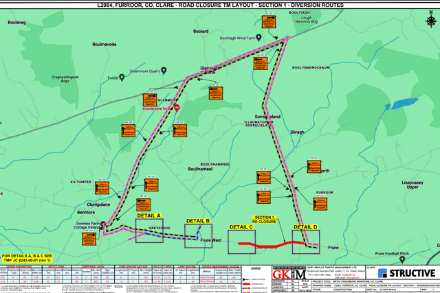 The works are in connection with a grid connection to Crossmore Windfarm by Energia Group.