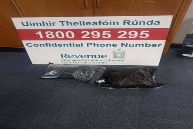 Seizure of €15,000 of herbal cannabis at Shannon Airport this week | PICTURE: Revenue