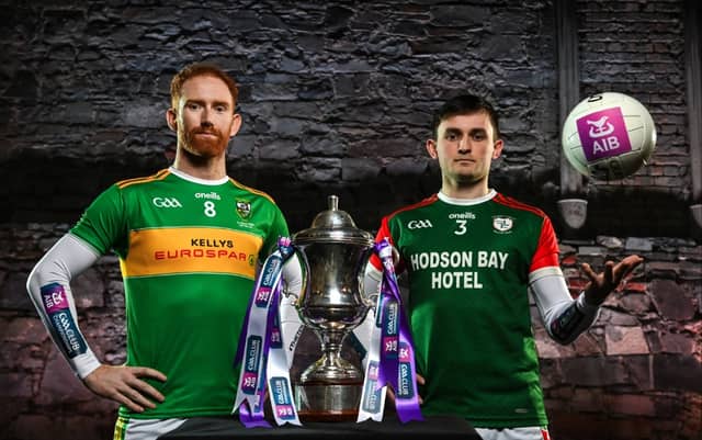 Conor Glass of Glen, and Brian Stack of St Brigids. PIC: Sportsfile
