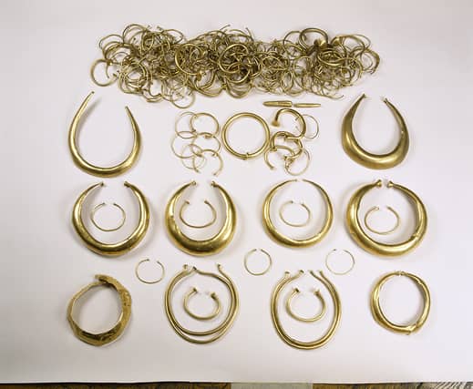 Pieces from the Mooghaun Gold Hoard, which is considered one of the most significant Bronze Age hoards of gold ever found north of the Alps