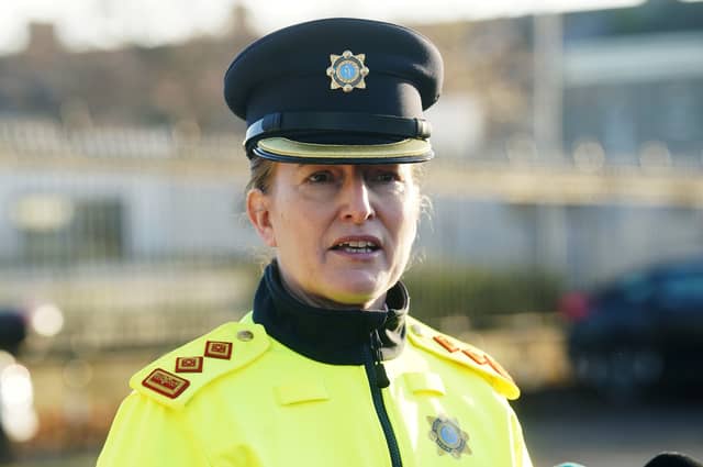 Chief Superintendent Jane Humphries of the Garda National Road Traffic Bureau speaking to the media at Garda Headquarters | PICTURE: PA