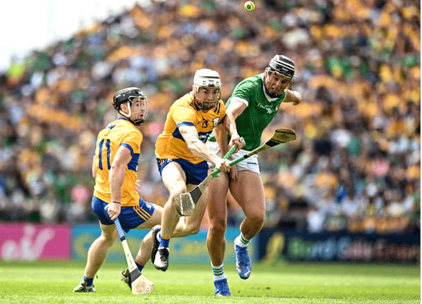 Clare's Ryan Taylor in action against Gearoid Hegarty of Limerick during last year's Munster SHC final | PICTURE: Sportsfile
