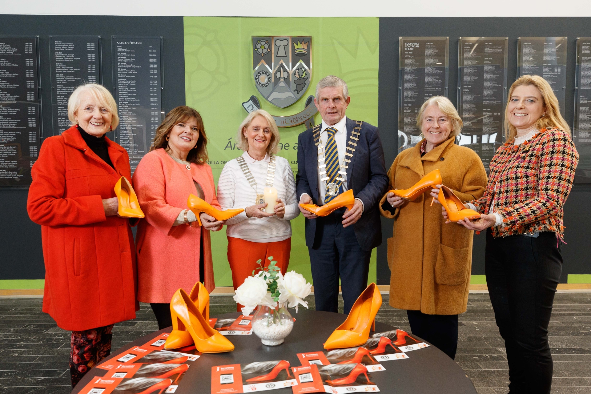 Cllr Joe Cooney with Rosalie Byrne-Muir; Cllr Clare Colleran Molloy; Gwen Murray Flynn; Brigid Barron and Audry Kinahan, Ennis & District Soroptimists | PICTURE: Eamon Ward