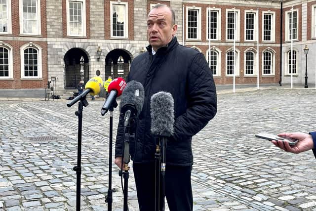 “I’ve got no doubt at all that the Irish republic will absolutely step up, as they already have and come together as one to express solidarity with the victims affected yesterday afternoon but come together in their complete revulsion at the scenes of disorder and those who try to exploit such incidents for their own nefarious purposes.”