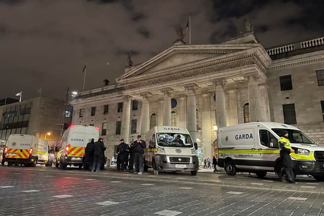 Friday night saw quieter scenes on O’Connell Street amid a heavy gardai presence.