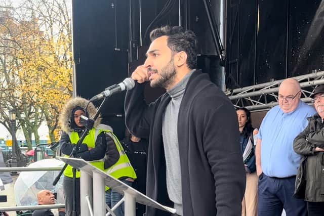 Speakers at the pro-Palestine rally in Belfast included a number of representatives from the Muslim community in Northern Ireland.