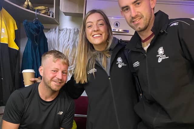 He was surrounded by friends and family, many of whom had run alongside him during various legs of his gruelling endeavour and stayed by his side to offer support and encouragement.
