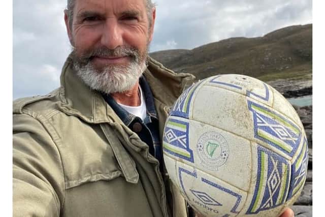 Stephen Kearney found the ball on the west side of the island and messaged Finn Harps to share the news, which was in turn shared by the Ballybofey club's promotion officer Aidan Campbell, who also showed the distance the football took on a map in the North Atlantic.