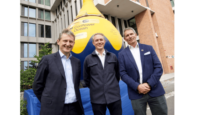 Jim Dollard, ESB Executive Director, Generation & Trading, Patrik Möller, CEO of CorPower Ocean, and Sam Roch Perks, Group CEO, Simply Blue Group