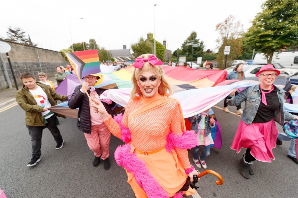 Drag queen Elle Uminati on the parade route. Photo: QuareClare