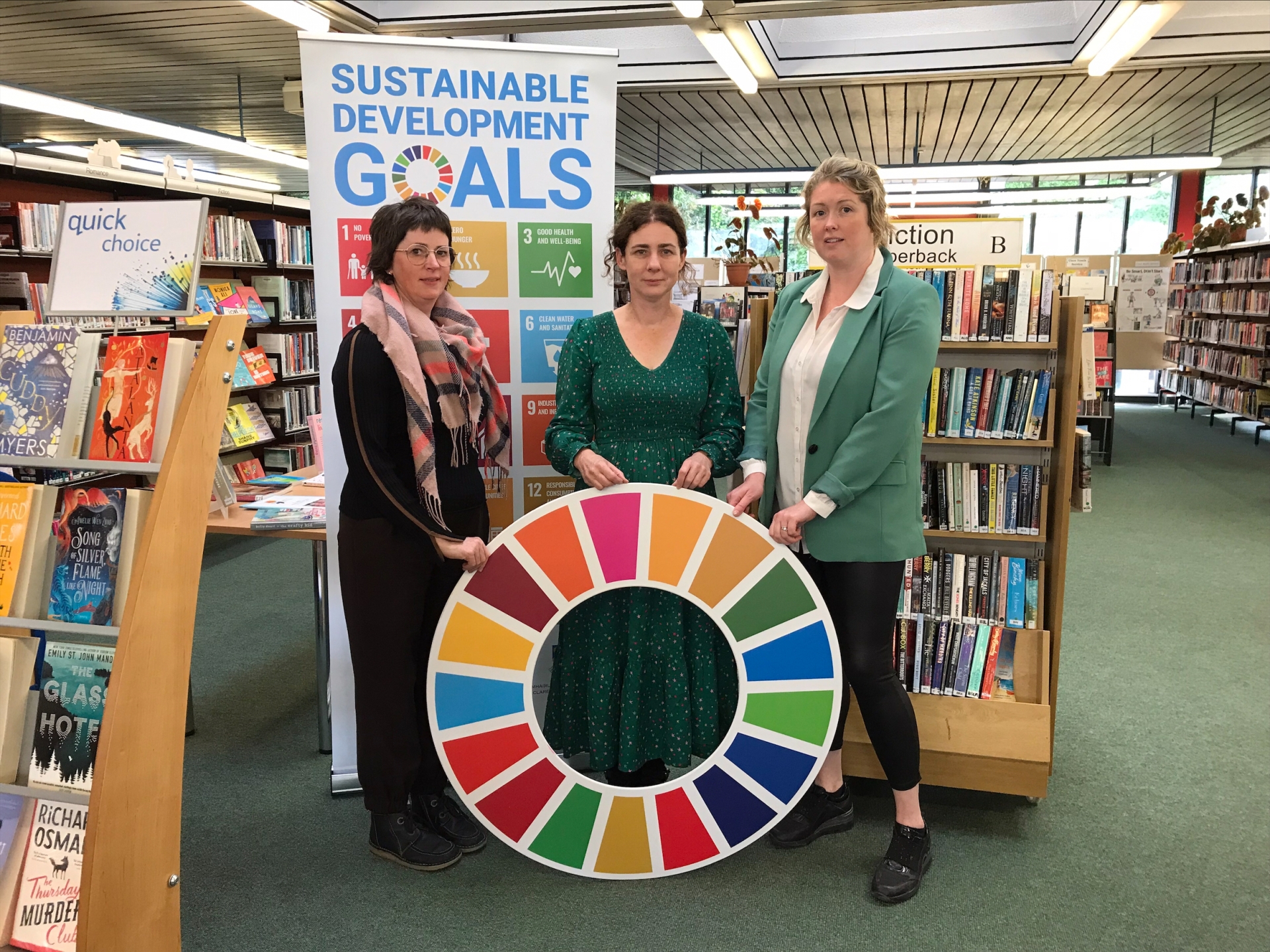 Pictured launching Clare County Council’s second SDG Week are: (l-r): Niamh O’ Donovan, Clare Libraries; Karen Foley, Environmental Awareness Officer, Clare County Council; and Dena McGrath, Healthy C