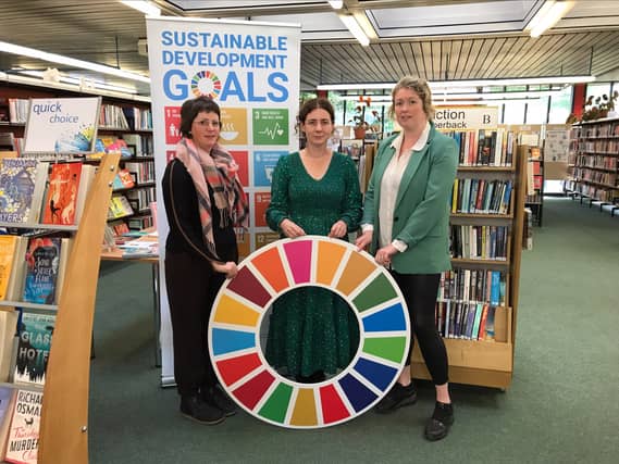 Pictured launching Clare County Council’s second SDG Week are: (l-r): Niamh O’ Donovan, Clare Libraries; Karen Foley, Environmental Awareness Officer, Clare County Council; and Dena McGrath, Healthy C