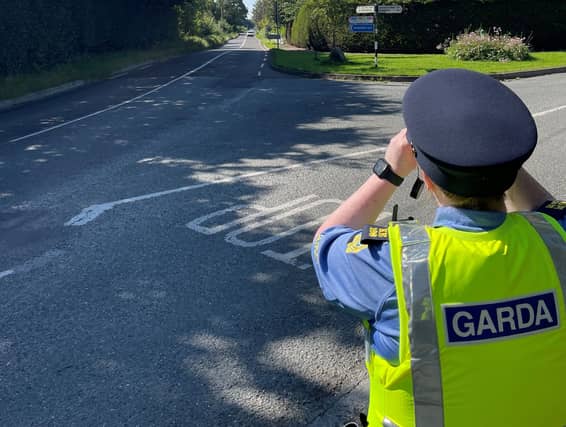 A garda on duty in County Kildare during Operation Slow Down