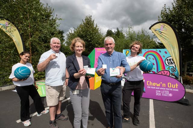 Ger Ahern, Killaloe Tidy Towns; Maria Carey, Clare County Council and Councillor Pat Burke, Clare County Council with representatives of the Gum Litter Taskforce