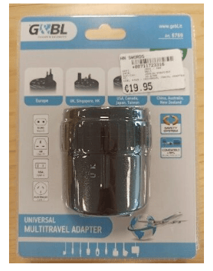 The shutters of the adaptor are absent for the Australian socket system on the adaptor, which may cause the user to access live parts (e.g. the pin) and receive an electric shock. 